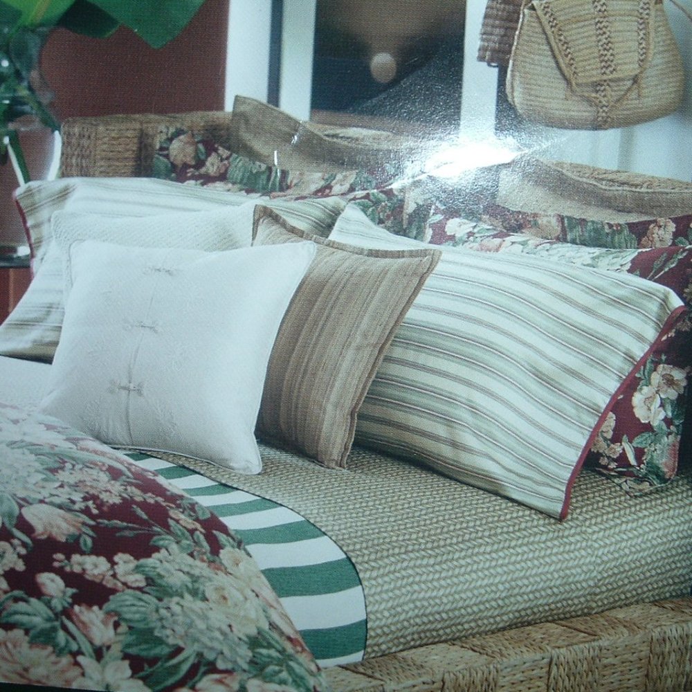 RALPH LAUREN HOME DESERT PLAINS WICKER print BEDSKIRT Queen NWT tan